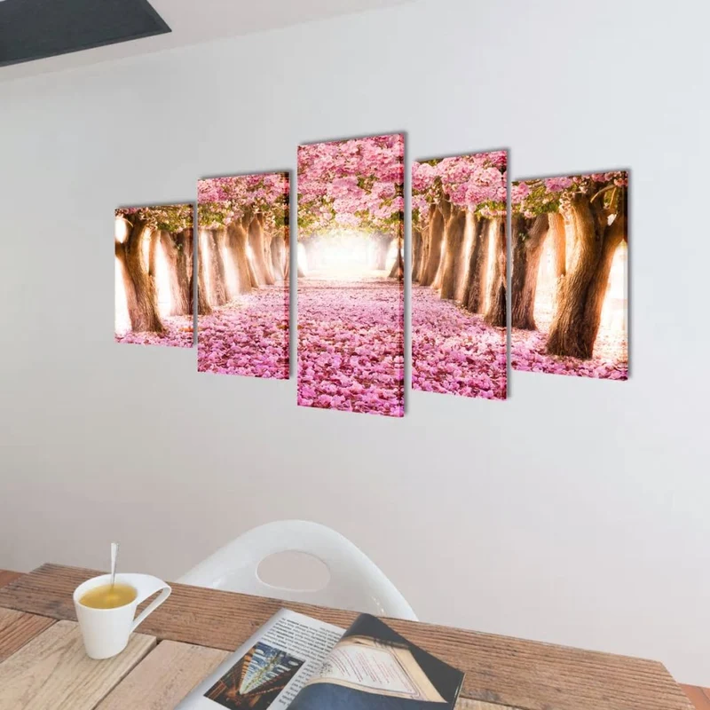Set de toiles murales imprimées Cerisiers en fleurs 100 x 50 cm DEC022946