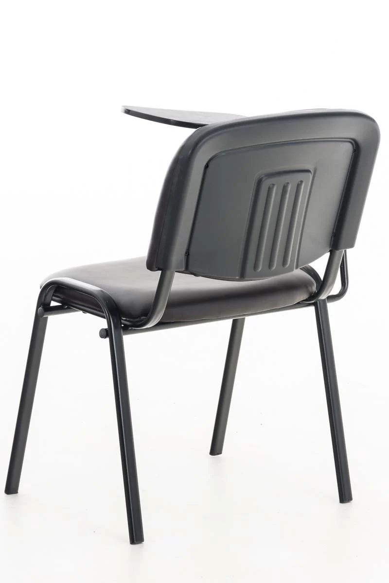 Chaise visiteur avec petite table rabattable pupitre en synthétique marron support métal noir BUR10653