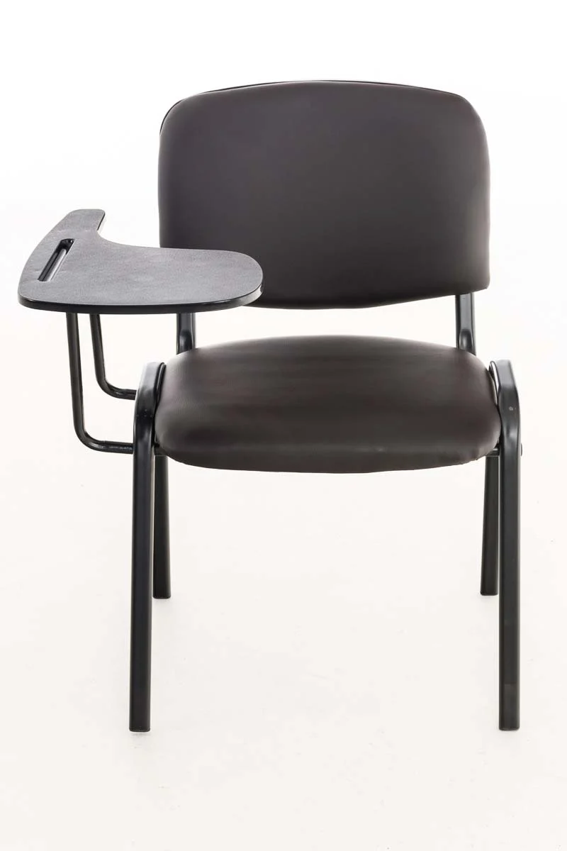 Chaise visiteur avec petite table rabattable pupitre en synthétique marron support métal noir BUR10653