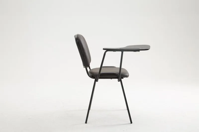 Chaise visiteur avec petite table rabattable pupitre en synthétique marron support métal noir BUR10653