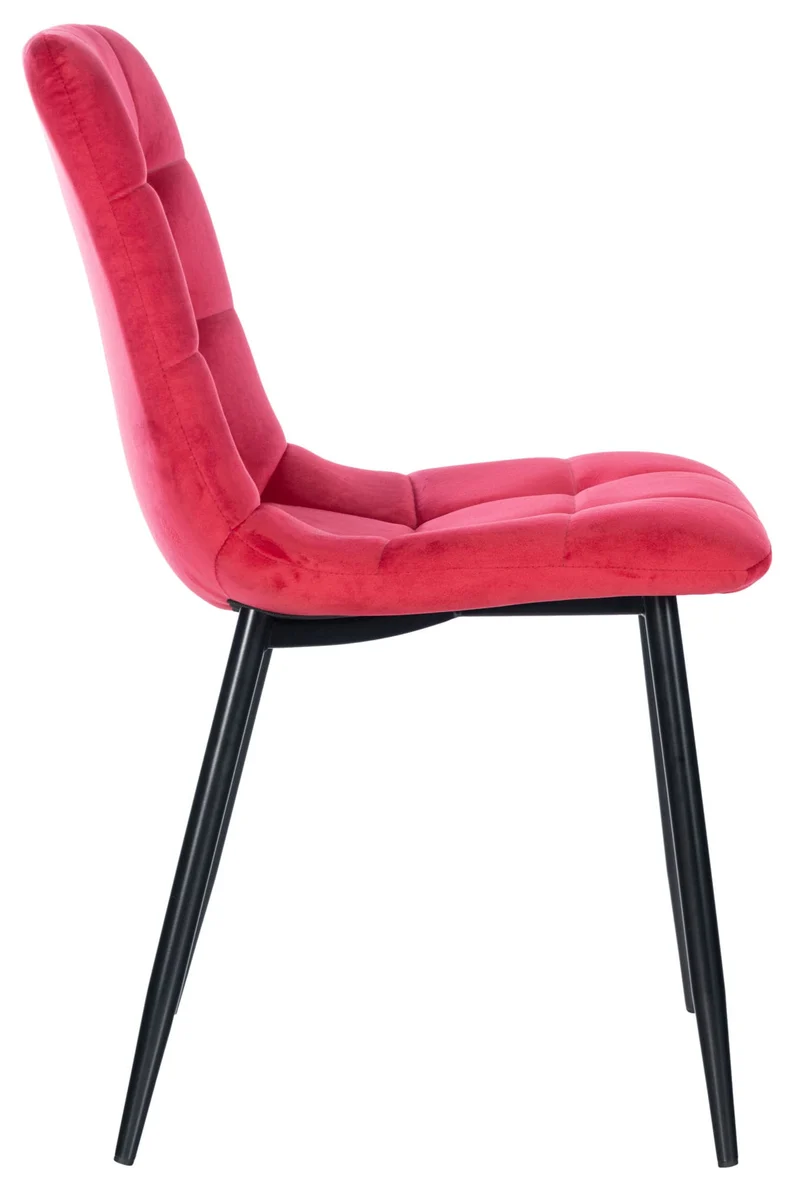Lot de 4 chaises de salle à manger style moderne et confortable en velours rouge et métal noir 10_0001790