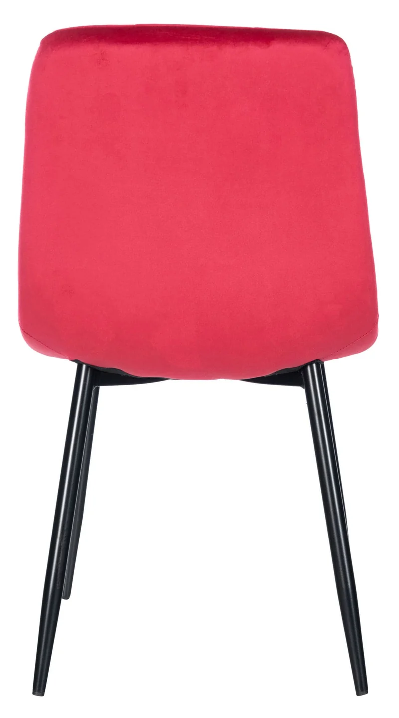 Lot de 4 chaises de salle à manger style moderne et confortable en velours rouge et métal noir 10_0001790