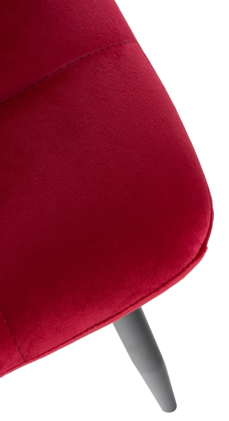 Lot de 4 chaises de salle à manger style moderne et confortable en velours rouge et métal noir 10_0001790