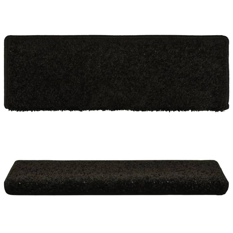 Tapis d'escalier 15 pièces 65x25 cm Noir DEC023819