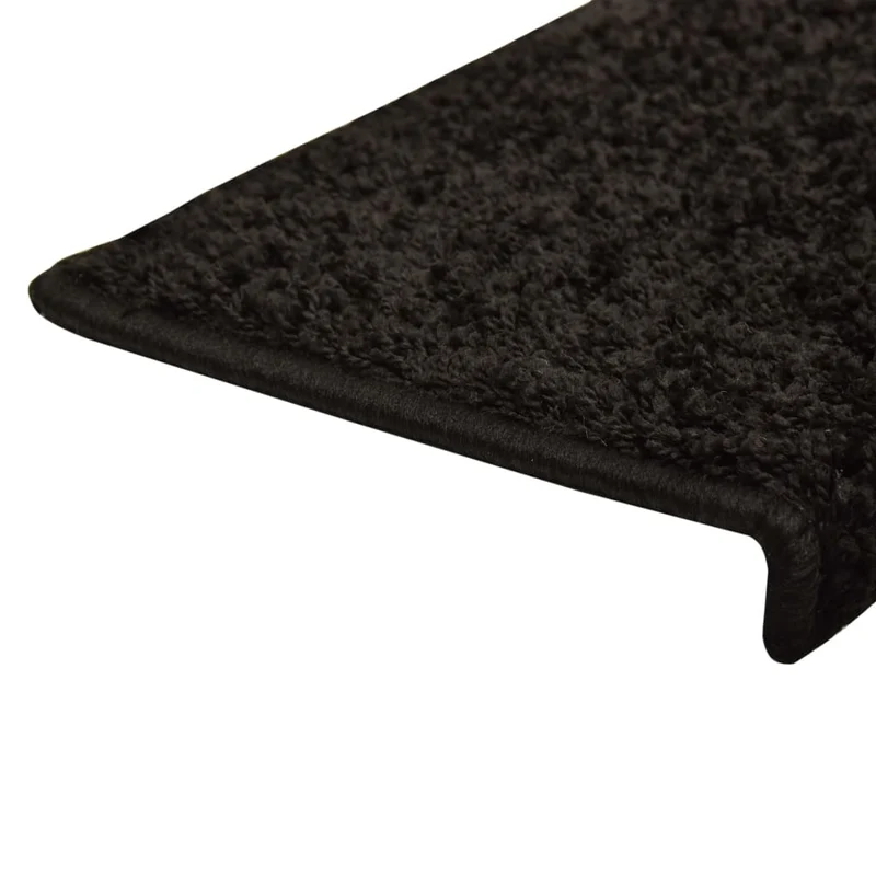 Tapis d'escalier 15 pièces 65x25 cm Noir DEC023819