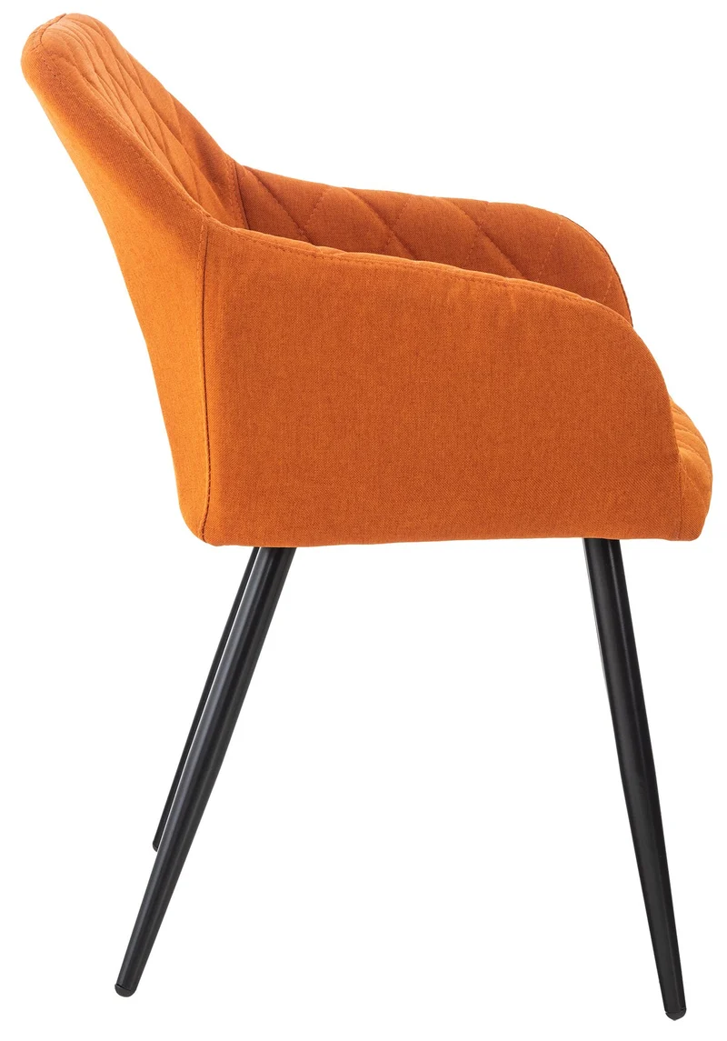 Chaise de salle à manger design retro coutures décoratives en losanges assise en tissu orange 10_0002114