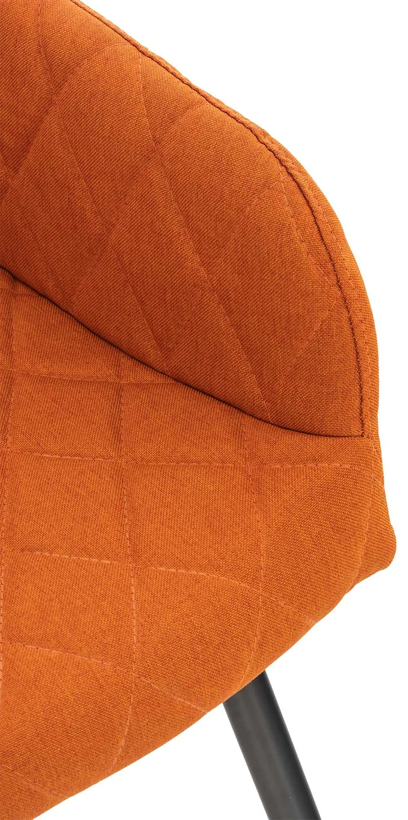 Chaise de salle à manger design retro coutures décoratives en losanges assise en tissu orange 10_0002114