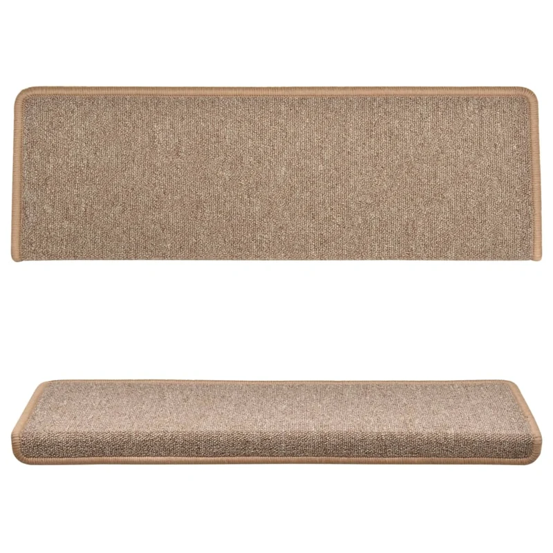 Tapis d'escalier 15 pièces 65x25 cm Marron clair DEC023812