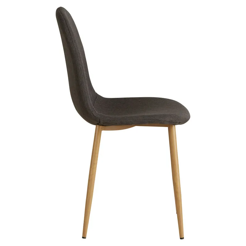 Lot de 6 chaises de salle à manger cuisine confortable et moderne en tissu anthracite pieds métal aspect bois CDS06303