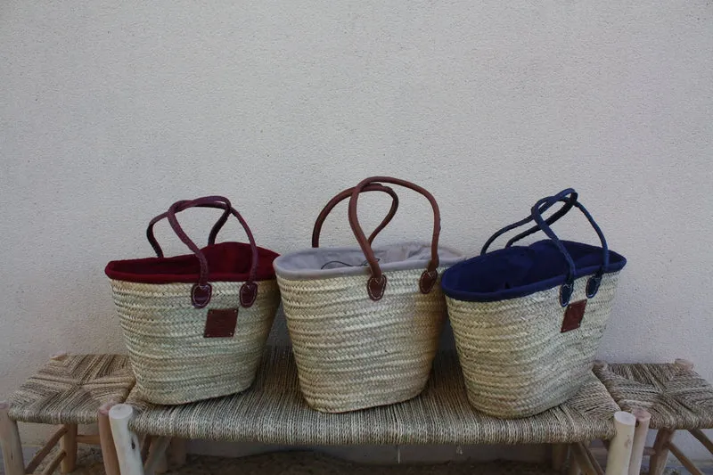 Grand Sac XXL Anses Longues avec tissu pochon qui ferme - Panier paille Cabas marchés courses plage - 3 COULEURS au CHOIX