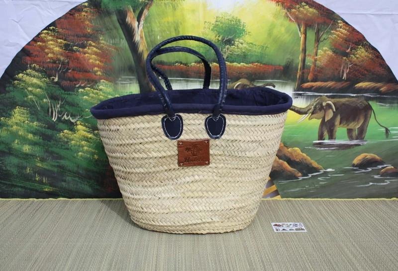 Grand Sac XXL Anses Longues avec tissu pochon qui ferme - Panier paille Cabas marchés courses plage - 3 COULEURS au CHOIX