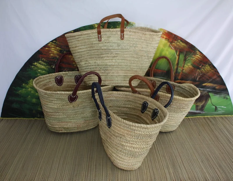 PANIER de courses - Paille Palmier marocain berbère - SAC CABAS de marché / plage