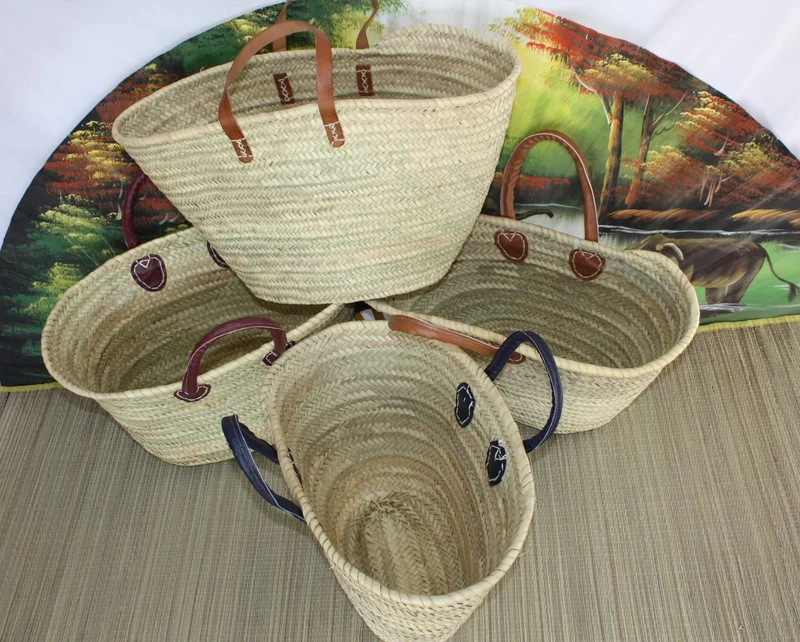 PANIER de courses - Paille Palmier marocain berbère - SAC CABAS de marché / plage