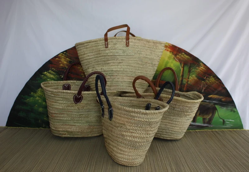PANIER de courses - Paille Palmier marocain berbère - SAC CABAS de marché / plage