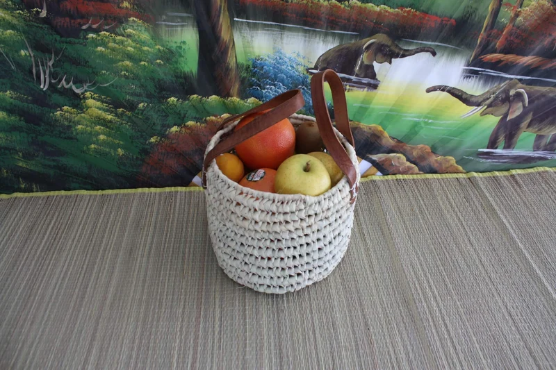 Panier Corbeille de rangement ROND - Tressé Main en Palmier - 100% NATUREL & ORIGINAL -