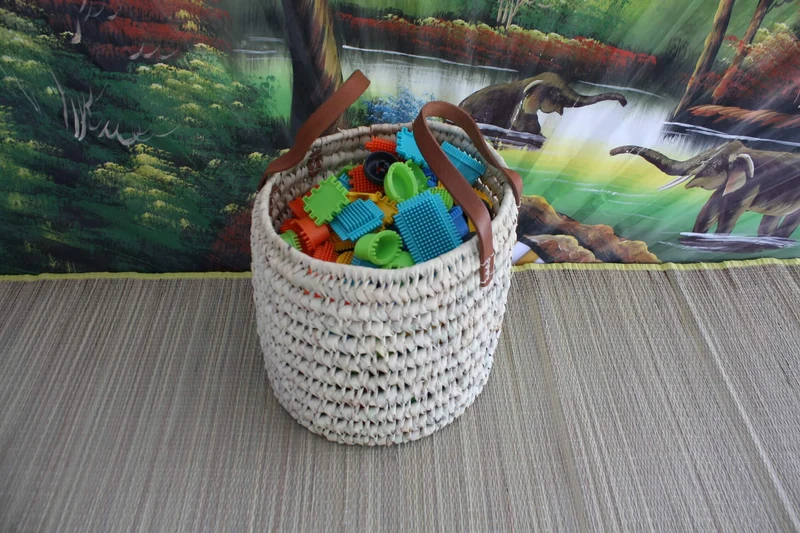 Panier Corbeille de rangement ROND - Tressé Main en Palmier - 100% NATUREL & ORIGINAL -