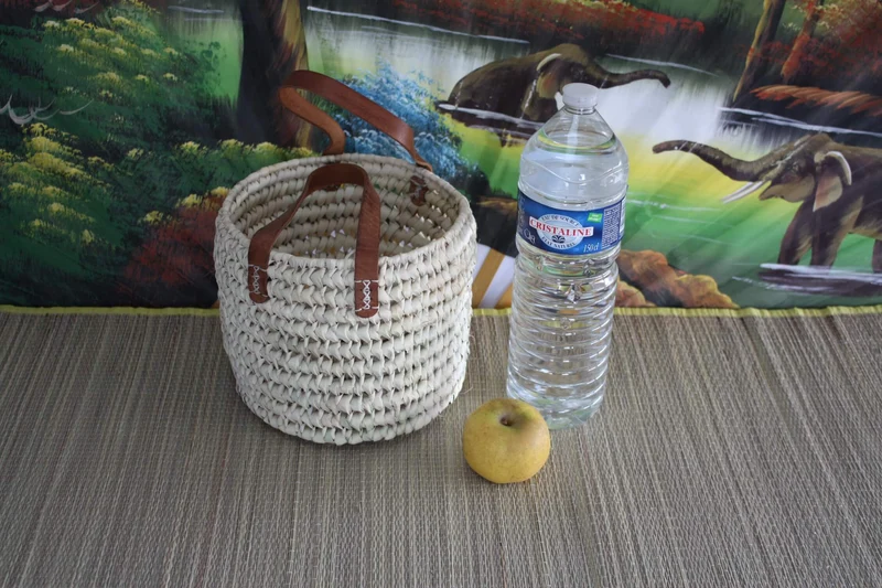 Panier Corbeille de rangement ROND - Tressé Main en Palmier - 100% NATUREL & ORIGINAL -