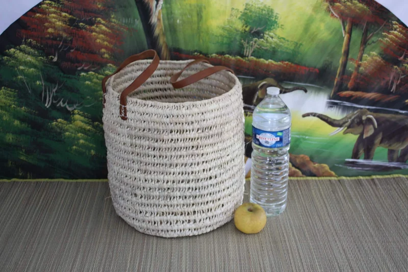 Panier Corbeille de rangement ROND - Tressé Main en Palmier - 100% NATUREL & ORIGINAL -