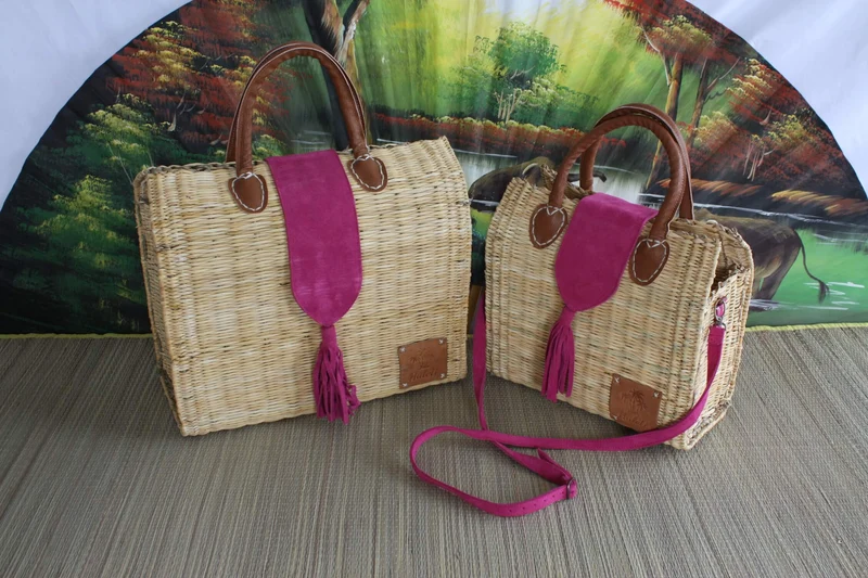 Panier fermeture rabat Daim Rose - Sac à main avec bandoulière / Cabas à courses chic : Choisissez celui qui vous convient ! CRÉATION UNIQUE