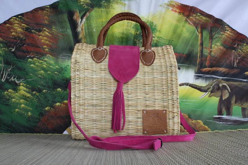 Panier fermeture rabat Daim Rose - Sac à main avec bandoulière / Cabas à courses chic : Choisissez celui qui vous convient ! CRÉATION UNIQUE