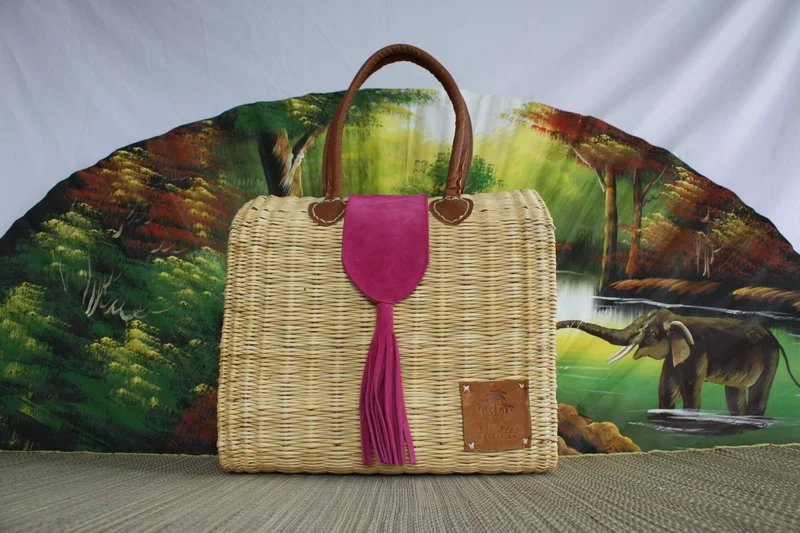 Panier fermeture rabat Daim Rose - Sac à main avec bandoulière / Cabas à courses chic : Choisissez celui qui vous convient ! CRÉATION UNIQUE