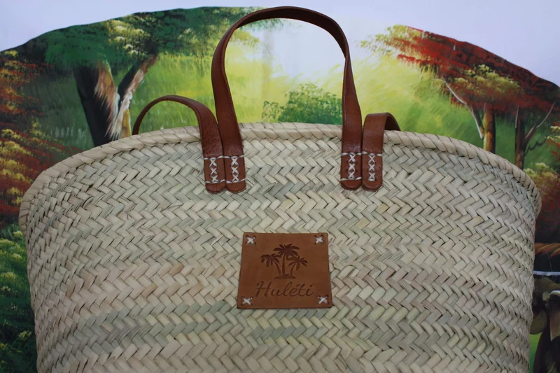 Sac DOUBLES Anses Courtes + Longues en Cuir - Panier paille Cabas marchés courses Couffin plage osier palmier naturel