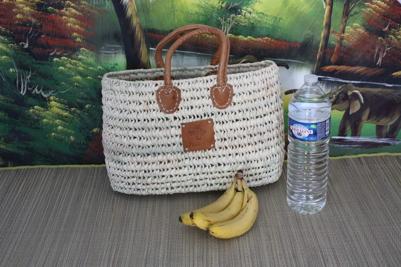 PANIER Ovale - Fond Plat - Tressé à la main en Palmier Nain - Courses et marchés - MAROCAIN BERBERE de l'Atlas - 3 Tailles -