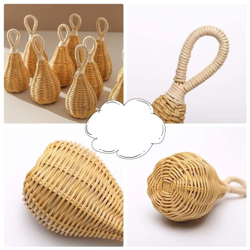 Clochette à main en rotin pour bébé