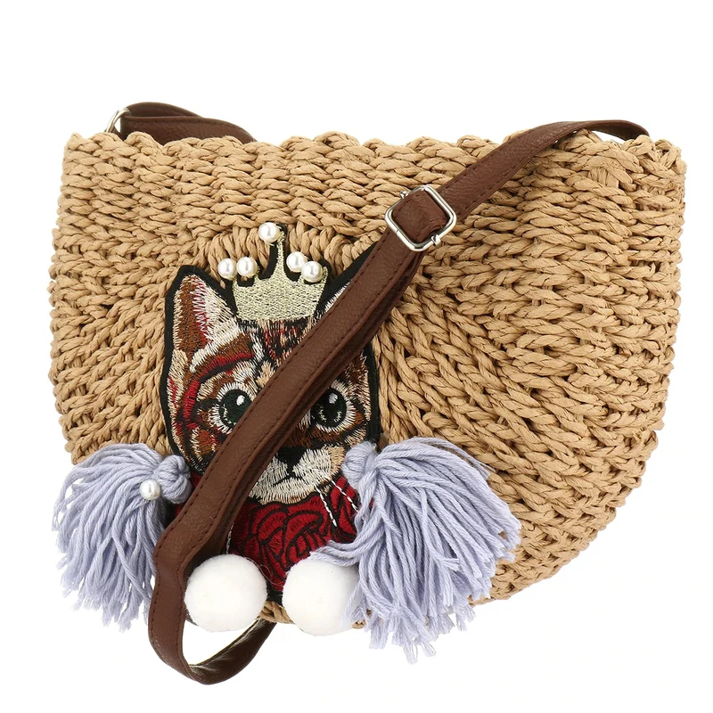 Pochette à main tissée avec chat