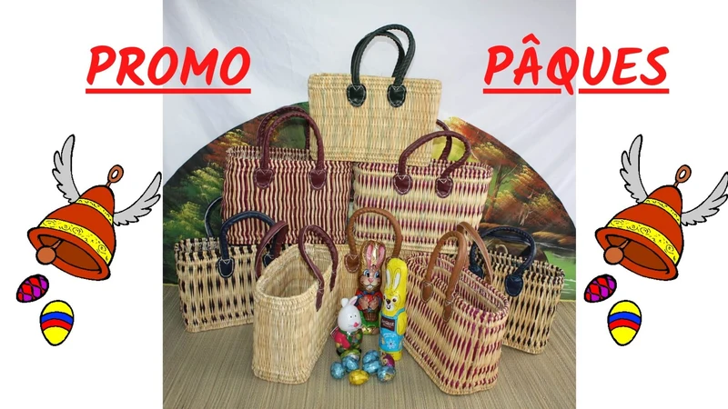 Superbe petit panier en JONC pour enfants. Pâques et la chasse aux oeufs ! - sac bac corbeille tressé rangement jouets & doudous