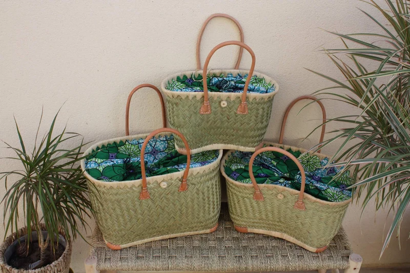 MAGNIFIQUE Panier sac cabas - idéal marchés, courses, travail, plage... Tissu WAX africain moderne - 3 TAILLES au choix