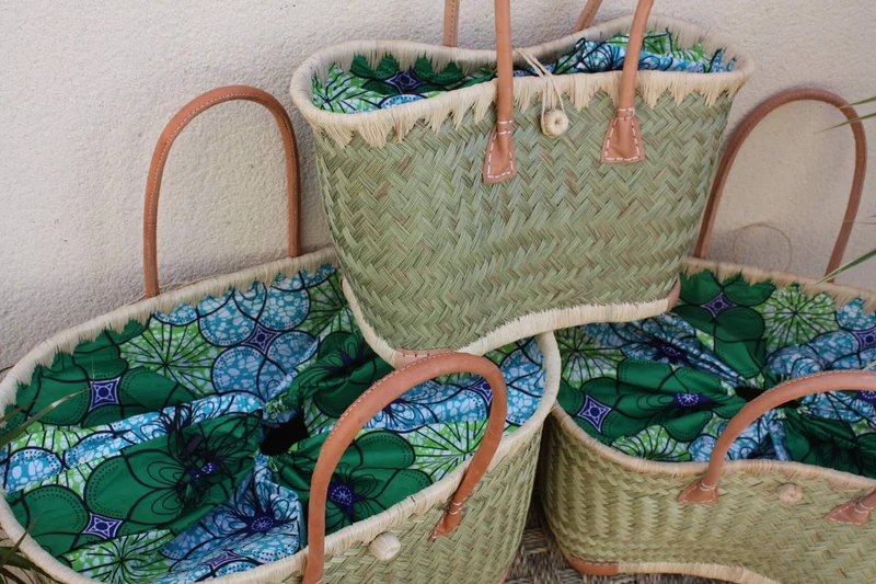 MAGNIFIQUE Panier sac cabas - idéal marchés, courses, travail, plage... Tissu WAX africain moderne - 3 TAILLES au choix
