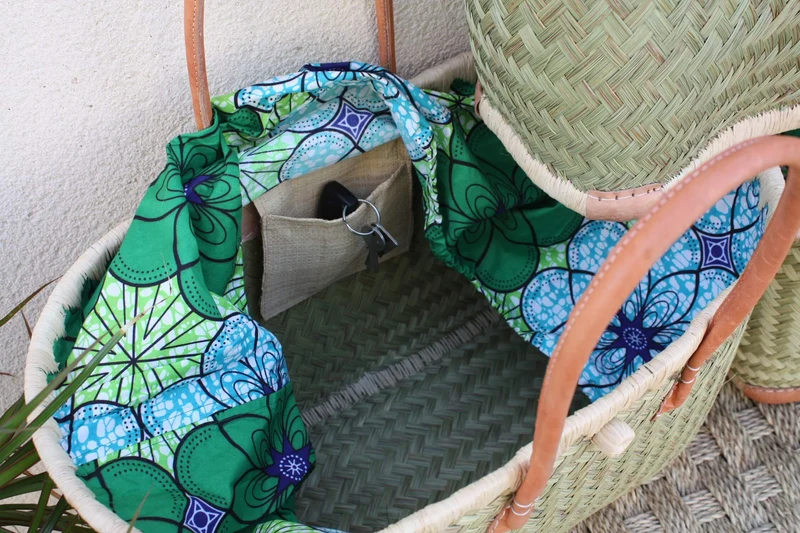 MAGNIFIQUE Panier sac cabas - idéal marchés, courses, travail, plage... Tissu WAX africain moderne - 3 TAILLES au choix
