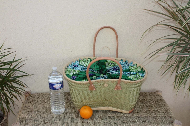 MAGNIFIQUE Panier sac cabas - idéal marchés, courses, travail, plage... Tissu WAX africain moderne - 3 TAILLES au choix