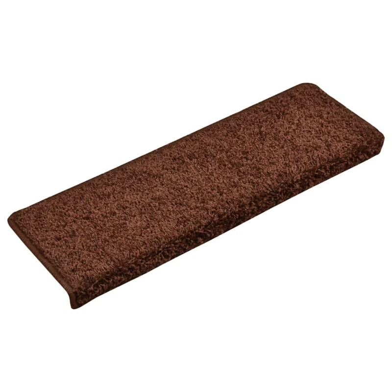 Tapis d'escalier 15 pièces 65x25 cm Marron DEC023821