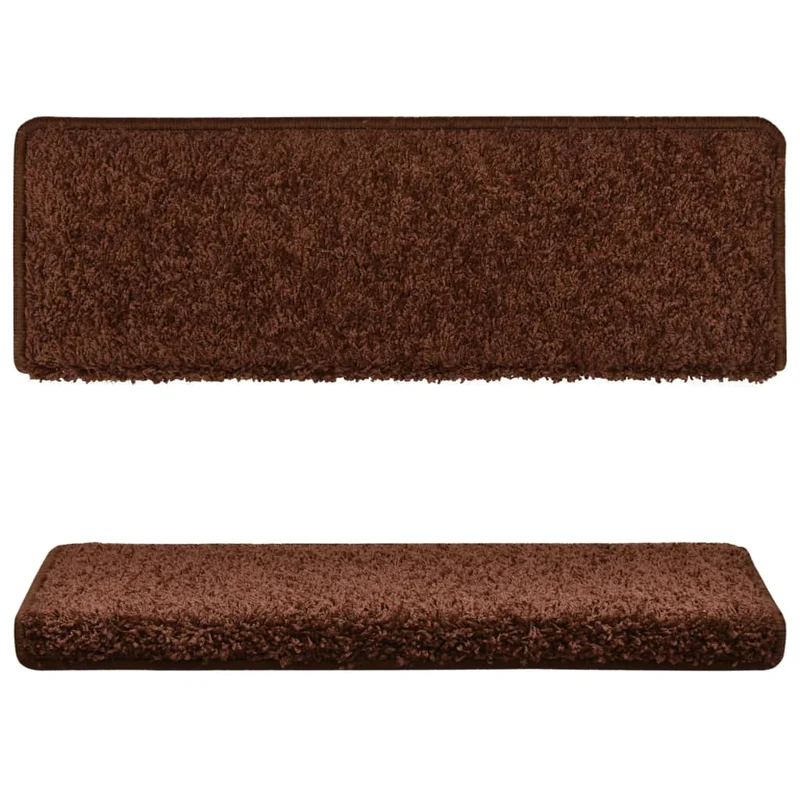 Tapis d'escalier 15 pièces 65x25 cm Marron DEC023821