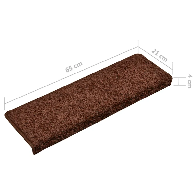 Tapis d'escalier 15 pièces 65x25 cm Marron DEC023821