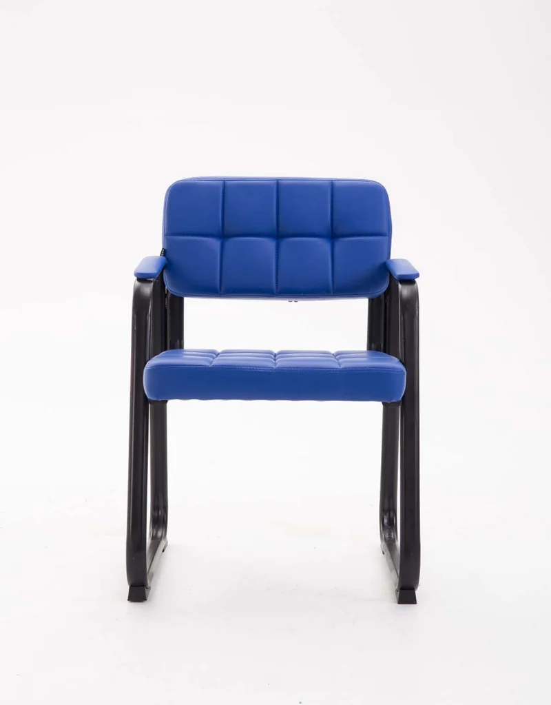 Chaise visiteur fauteuil de bureau sans roulette synthétique bleu BUR10222
