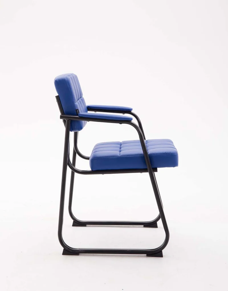 Chaise visiteur fauteuil de bureau sans roulette synthétique bleu BUR10222