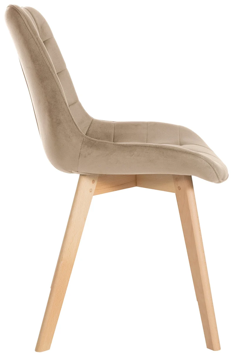 Lot de 2 chaises de salle à manger en tissu velours marron clair et pieds en bois clair 10_0001679