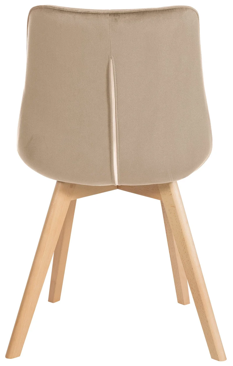 Chaise de salle à manger x1 design scandinave coutures carrées en velours marron pieds en bois clair 10_0002186