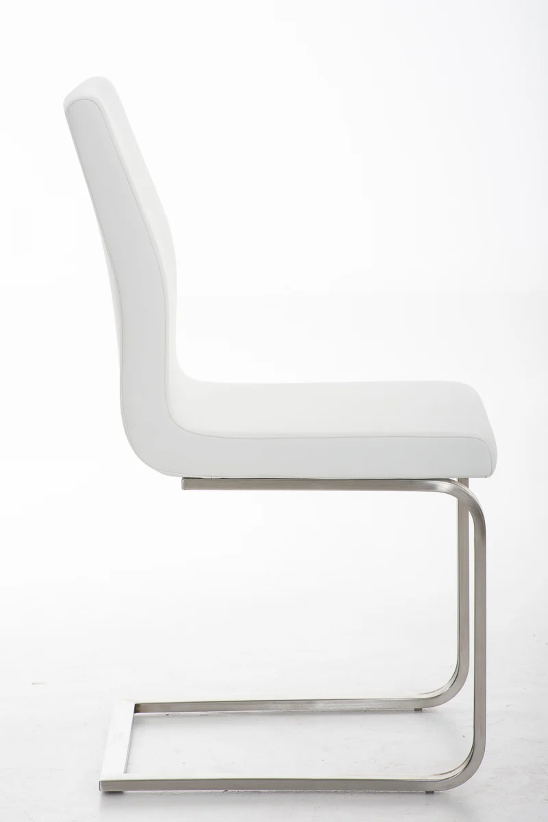 Chaise de salle à manger x1 design moderne en PVC blanc support en acier inoxydable 10_0001988