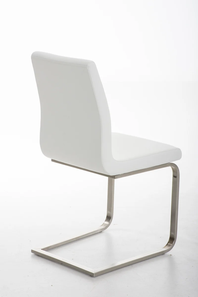 Chaise de salle à manger x1 design moderne en PVC blanc support en acier inoxydable 10_0001988