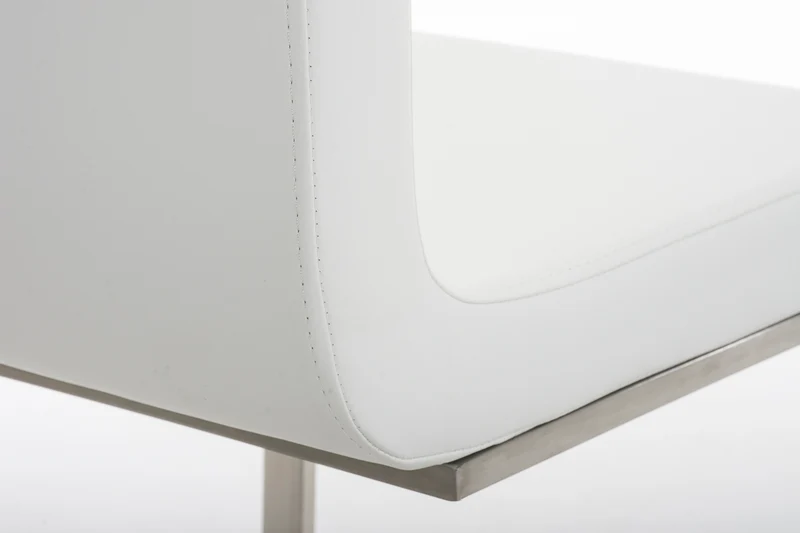 Chaise de salle à manger x1 design moderne en PVC blanc support en acier inoxydable 10_0001988