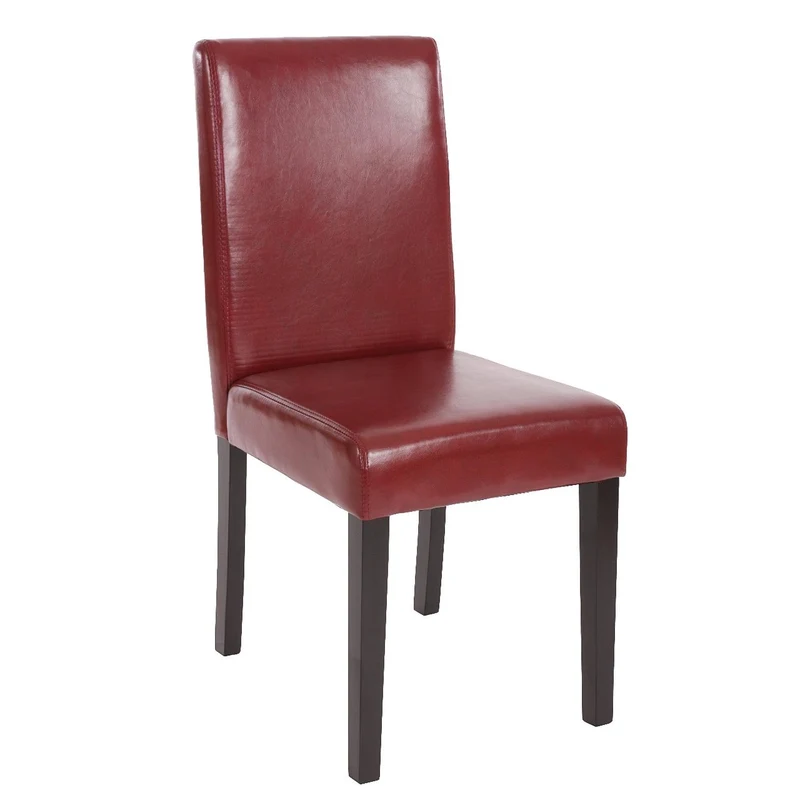 Lot de 4 chaises de salle à manger synthétique rouge/brun pieds foncés CDS04133