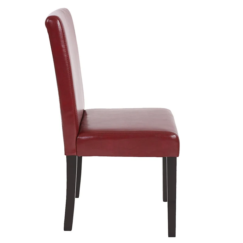 Lot de 4 chaises de salle à manger synthétique rouge/brun pieds foncés CDS04133