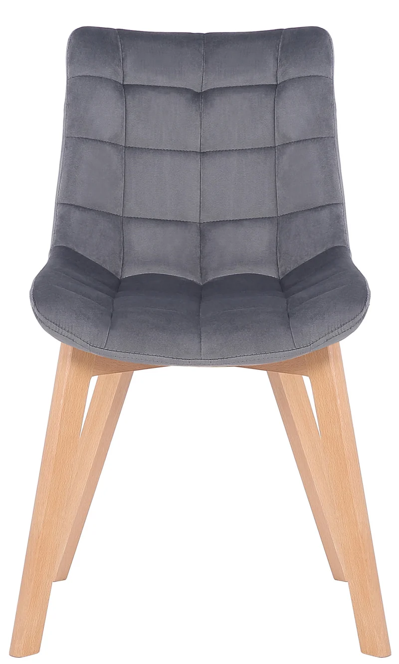 Chaise de salle à manger x1 rembourrage généreux en velours gris piètement en bois 10_0002083