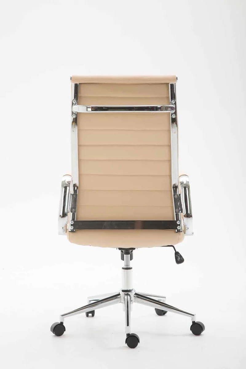 Fauteuil de bureau en synthétique crème avec assise rembourrée pivotant BUR10241
