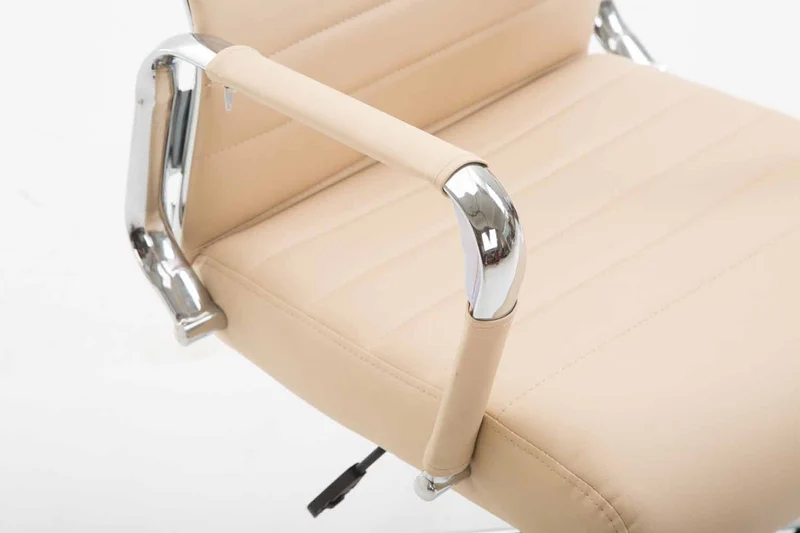 Fauteuil de bureau en synthétique crème avec assise rembourrée pivotant BUR10241