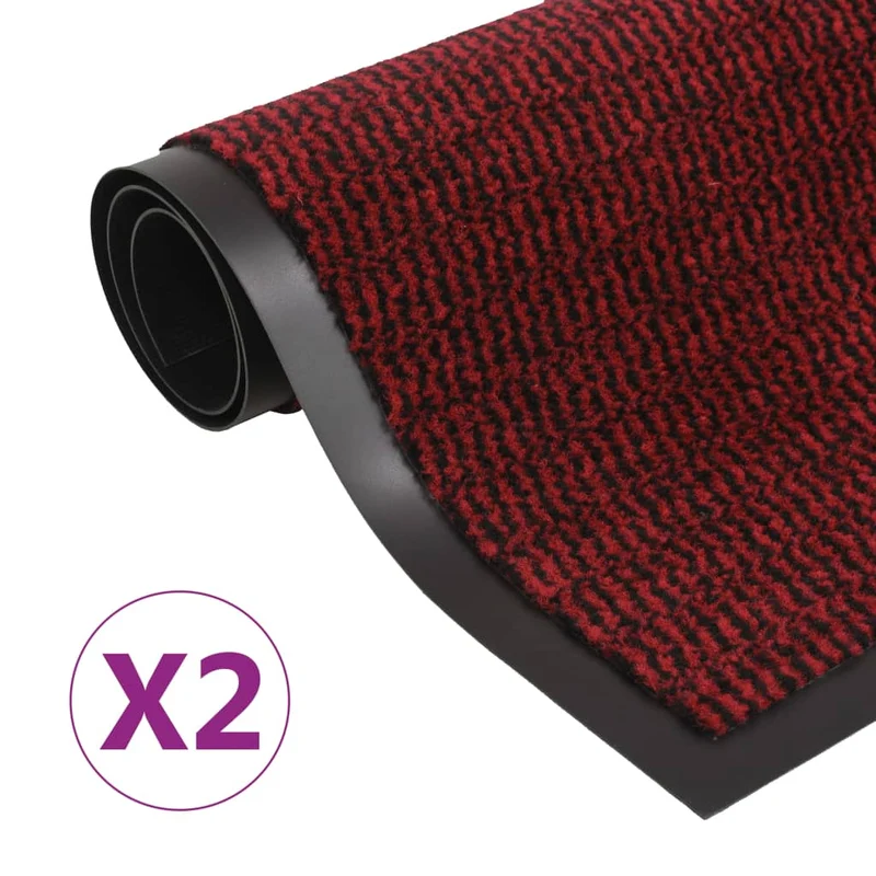 Lot de 2 paillassons rectangulaires 60 x 90 cm Rouge DEC023159